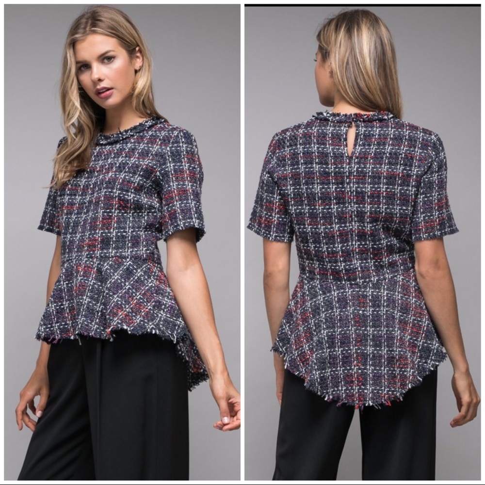 Tweed Peplum style top